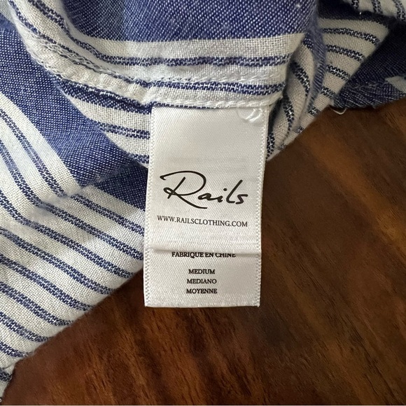 Rails Eloise Tristan Striped Button Down Shirt Blue White Womens size medium - Picture 11 of 15